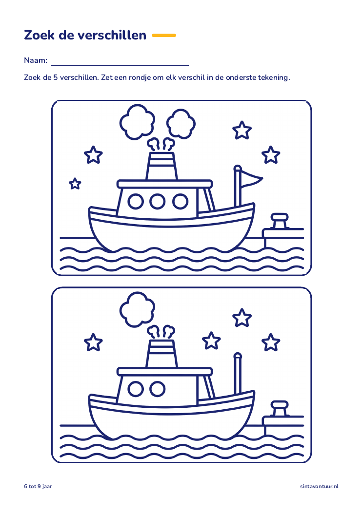 Zoek de verschillen, sinterklaas werkblad om te printen