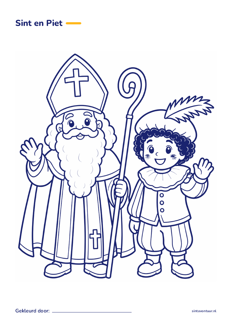 Kleurplaat: sint en piet