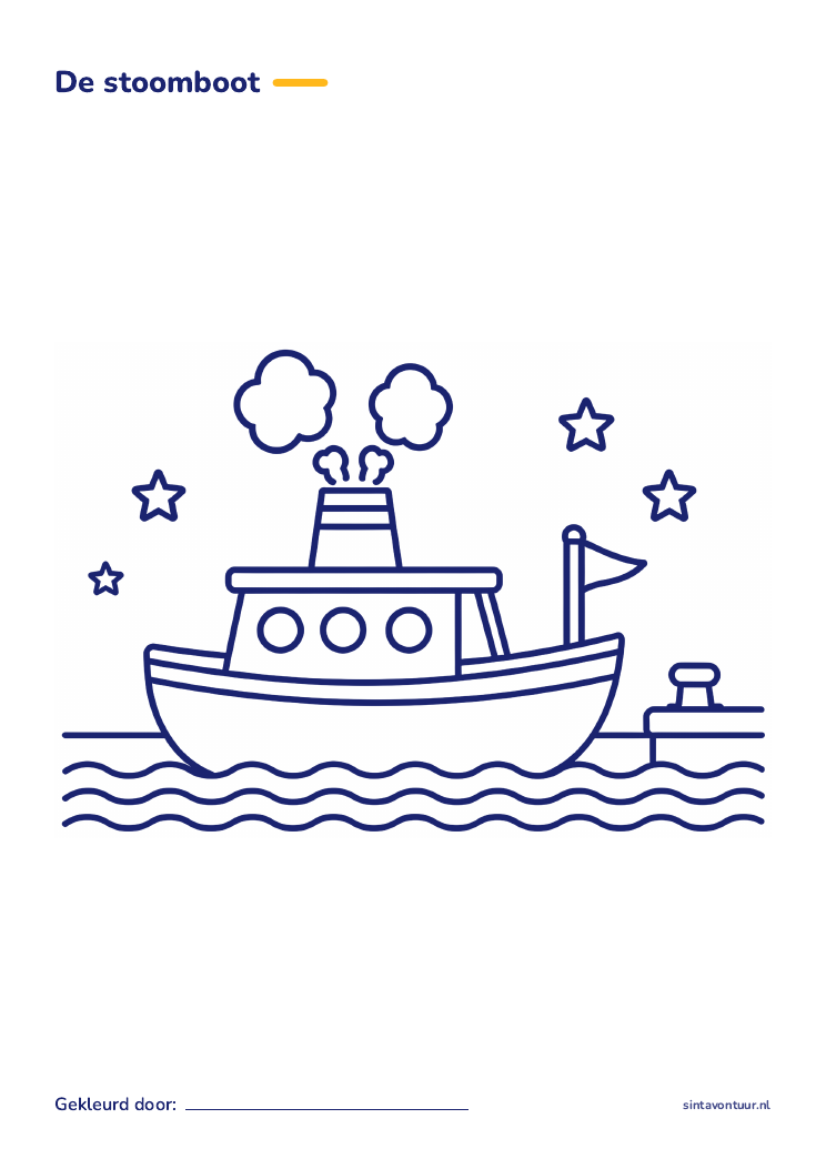Kleurplaat: de stoomboot